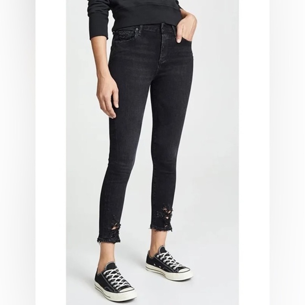 Agolde Sophie High Rise Skinny Jeans in Black Temple